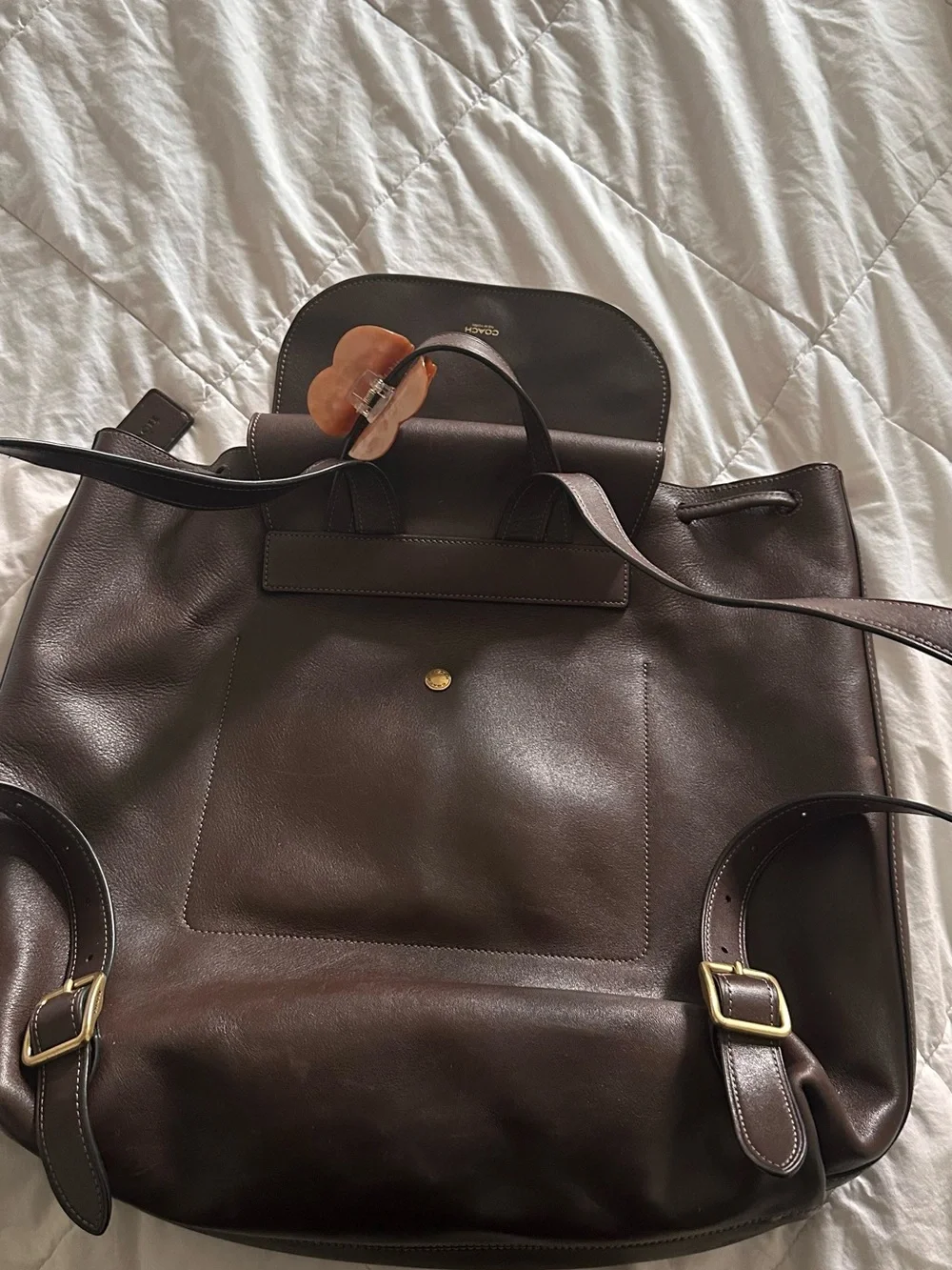 Coach Crosby Leather Backpack in Deep brown with Gold Accents